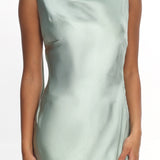 Second Glances Cowl Neck Backless Maxi Dress Sage
