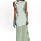 Second Glances Cowl Neck Backless Maxi Dress Sage