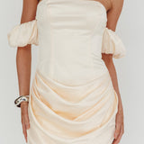 Everly Off-Shoulder Drape Mini Dress Cream