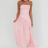 Mariabella Asymmetric Bodice Maxi Dress Pink