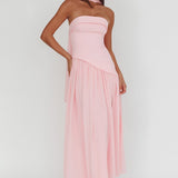 Mariabella Asymmetric Bodice Maxi Dress Pink