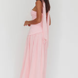 Mariabella Asymmetric Bodice Maxi Dress Pink