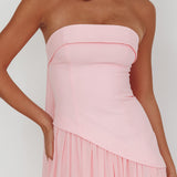 Mariabella Asymmetric Bodice Maxi Dress Pink