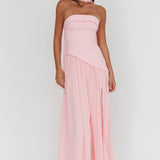 Mariabella Asymmetric Bodice Maxi Dress Pink