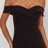 Rider Off-Shoulder Front Split Maxi Dress Black
