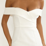 Rider Off-Shoulder Front Split Maxi Dress White