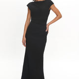 Zarae Cap Sleeve Surplice Back Maxi Dress Black