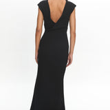 Zarae Cap Sleeve Surplice Back Maxi Dress Black