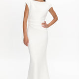 Zarae Cap Sleeve Surplice Back Maxi Dress White