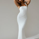 Shellie Square Neckline Halter Maxi Dress White