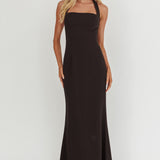 Shellie Square Neckline Halter Maxi Dress Black