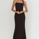 Shellie Square Neckline Halter Maxi Dress Black