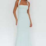 Shellie Square Neckline Halter Maxi Dress Ice Blue