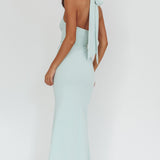 Shellie Square Neckline Halter Maxi Dress Ice Blue