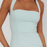 Shellie Square Neckline Halter Maxi Dress Ice Blue