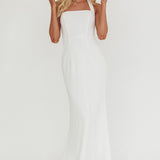 Shellie Square Neckline Halter Maxi Dress White
