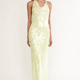Kirralee Asymmetric Halterneck Sequin Maxi Dress Butter