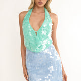 Il Mare Sequin Mini Skirt Blue