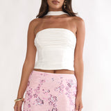 Avelyn Sequin Mini Skirt Floral Pink