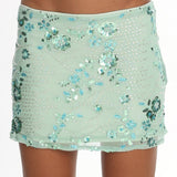 Avelyn Sequin Mini Skirt Floral Mint