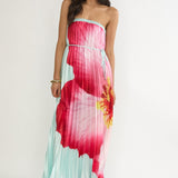 Lauriella Strapless Accordion Pleat Maxi Dress Hibiscus Mint