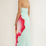 Lauriella Strapless Accordion Pleat Maxi Dress Hibiscus Mint