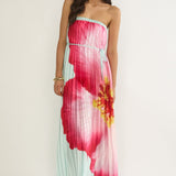 Lauriella Strapless Accordion Pleat Maxi Dress Hibiscus Mint