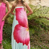 Lauriella Strapless Accordion Pleat Maxi Dress Hibiscus Mint