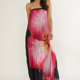 Lauriella Strapless Accordion Pleat Maxi Dress Hibiscus Black
