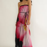 Lauriella Strapless Accordion Pleat Maxi Dress Hibiscus Black