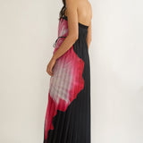 Lauriella Strapless Accordion Pleat Maxi Dress Hibiscus Black