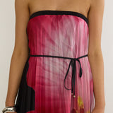 Lauriella Strapless Accordion Pleat Maxi Dress Hibiscus Black