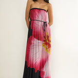 Lauriella Strapless Accordion Pleat Maxi Dress Hibiscus Black