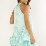 Naelle Accordion Pleat Ruffle Mini Dress Hibiscus Mint