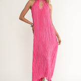Aurea Halterneck Crepe Maxi Dress Hot Pink