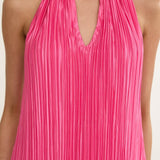 Aurea Halterneck Crepe Maxi Dress Hot Pink