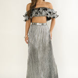 Amaria Lettuce Edge Maxi Skirt Silver
