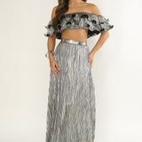 Amaria Lettuce Edge Maxi Skirt Silver