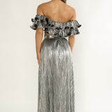 Amaria Lettuce Edge Maxi Skirt Silver