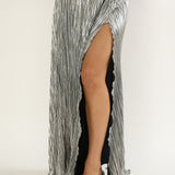 Amaria Lettuce Edge Maxi Skirt Silver