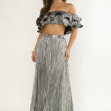 Amaria Lettuce Edge Maxi Skirt Silver