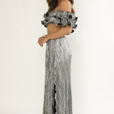 Amaria Lettuce Edge Maxi Skirt Silver