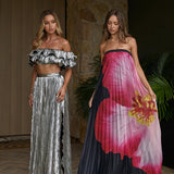 Amaria Lettuce Edge Maxi Skirt Silver