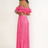 Amaria Lettuce Edge Maxi Skirt Hot Pink