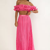 Amaria Lettuce Edge Maxi Skirt Hot Pink