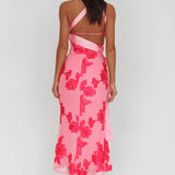 Kairi One-Shoulder Sash Maxi Dress Hot Pink