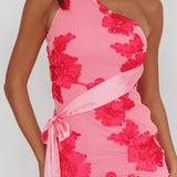 Kairi One-Shoulder Sash Maxi Dress Hot Pink