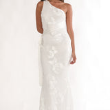 Kairi One-Shoulder Sash Maxi Dress White