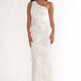 Kairi One-Shoulder Sash Maxi Dress White