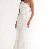 Kairi One-Shoulder Sash Maxi Dress White